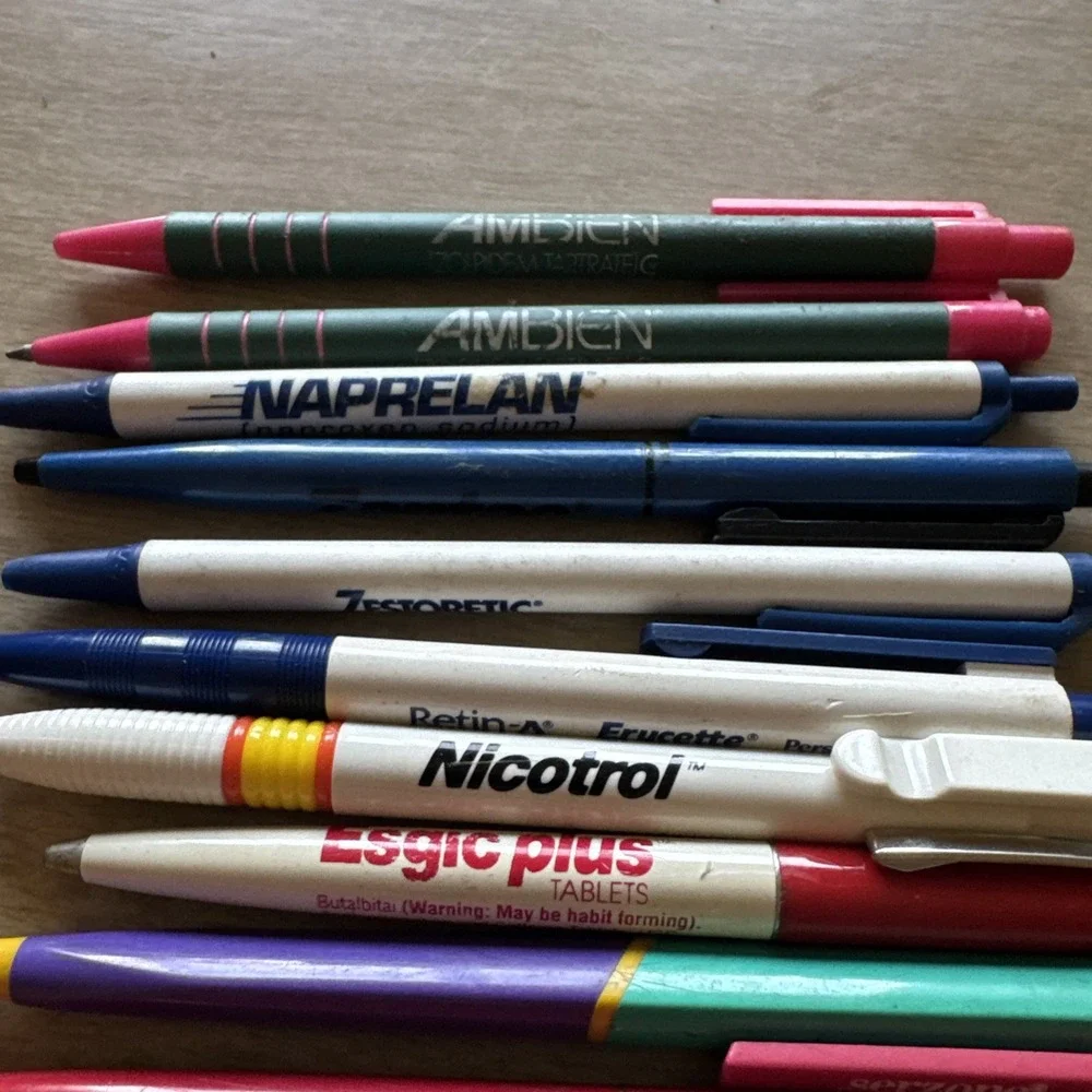 Rx Pharmacy Promotional Ballpoint Pens Lot Of 29 Ambien Lotensin Nicotrol Biaxin